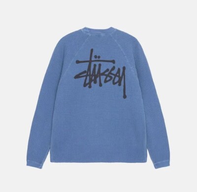 Stussy Blue Basic Stock Logo Thermal L/S Crew XXL New With Tags
