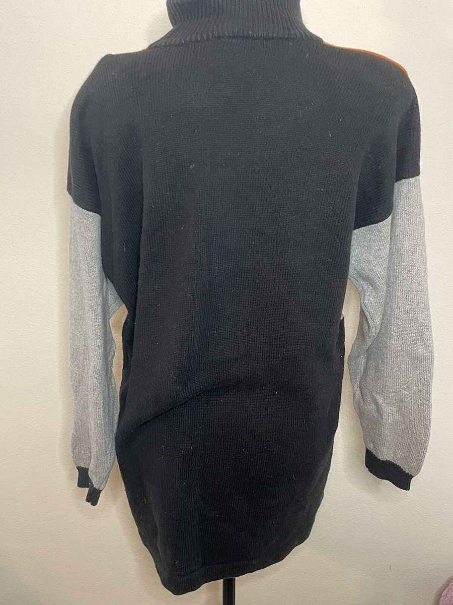 Vintage 80s 90s Abstract Colorful Mock Turtleneck Sweater-Sz L/XL