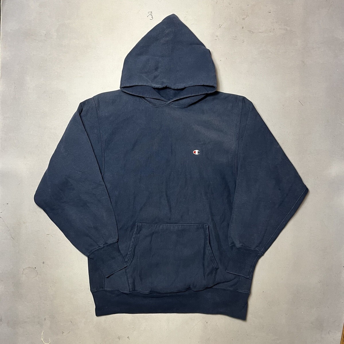 Vintage 80s Champion Reverse Weave Navy Blank Sweatshirt Hoodie