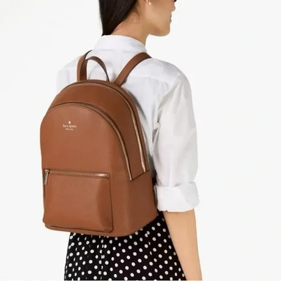 🌞KATE SPADE LENA LARGE BACKPACK WARM GINGER TAN LEATHER TRAVEL
