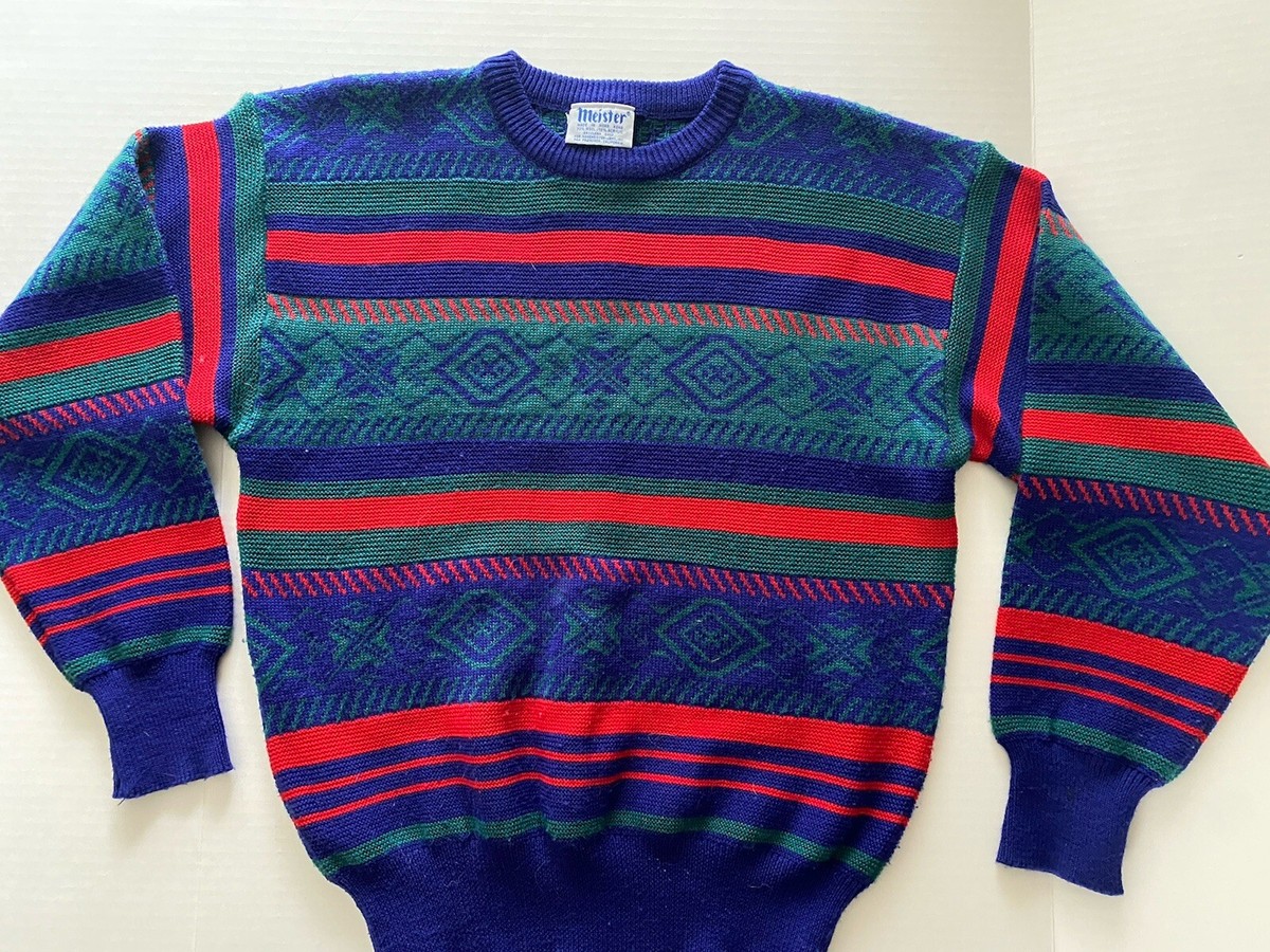 Meister 30/70 Wool/Acrylic Knit Sweater Vintage Geometric Size