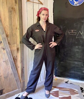 Vtg 60s Dark Gray Coveralls American Work Wear with Tyler Patch