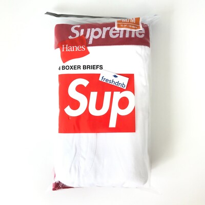 Supreme Hanes Boxer Briefs - White - Medium- Pack of 4 - 100