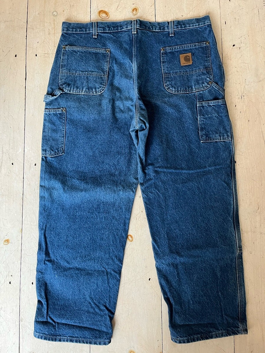 Carhartt Double Knee Jeans Mens 42X30 Blue Denim Utility American
