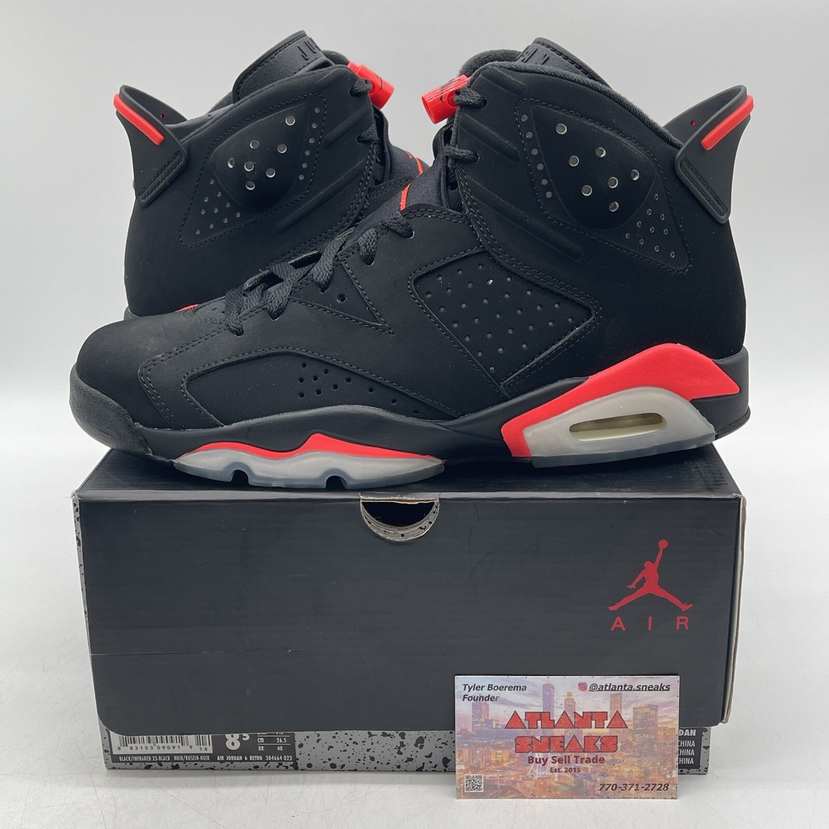 Size 8.5 - Jordan 6 Retro Infrared Black Pink White Suede (384664