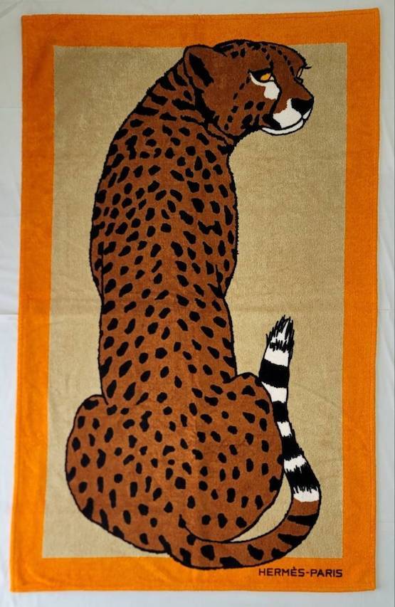 Hermes Beach Bath Towel Mat Leopard Animal Orange Beige Blanket