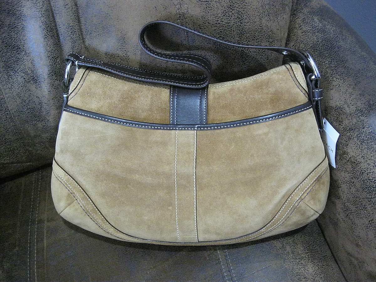 COACH Soho Suede Flap Belt Buckle Shoulder Bag, Honey Color