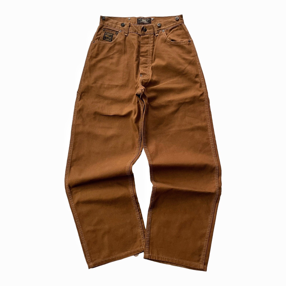 RRL Double RL Brown Work Pants Carpenter With Buckle Back High