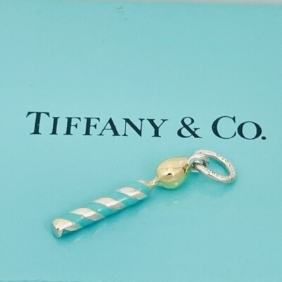 Tiffany & Co Birthday Candle Charm or Pendant in 18K Gold Blue