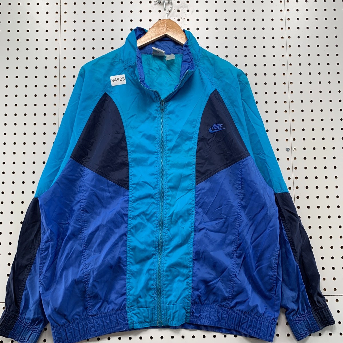 Vintage 90s Nike Windbreaker Jacket Mens Large Blue Lightweight