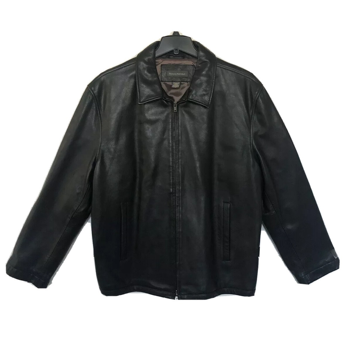 BANANA REPUBLIC BLACK LEATHER JACKET (XL) CA17897 | eBay