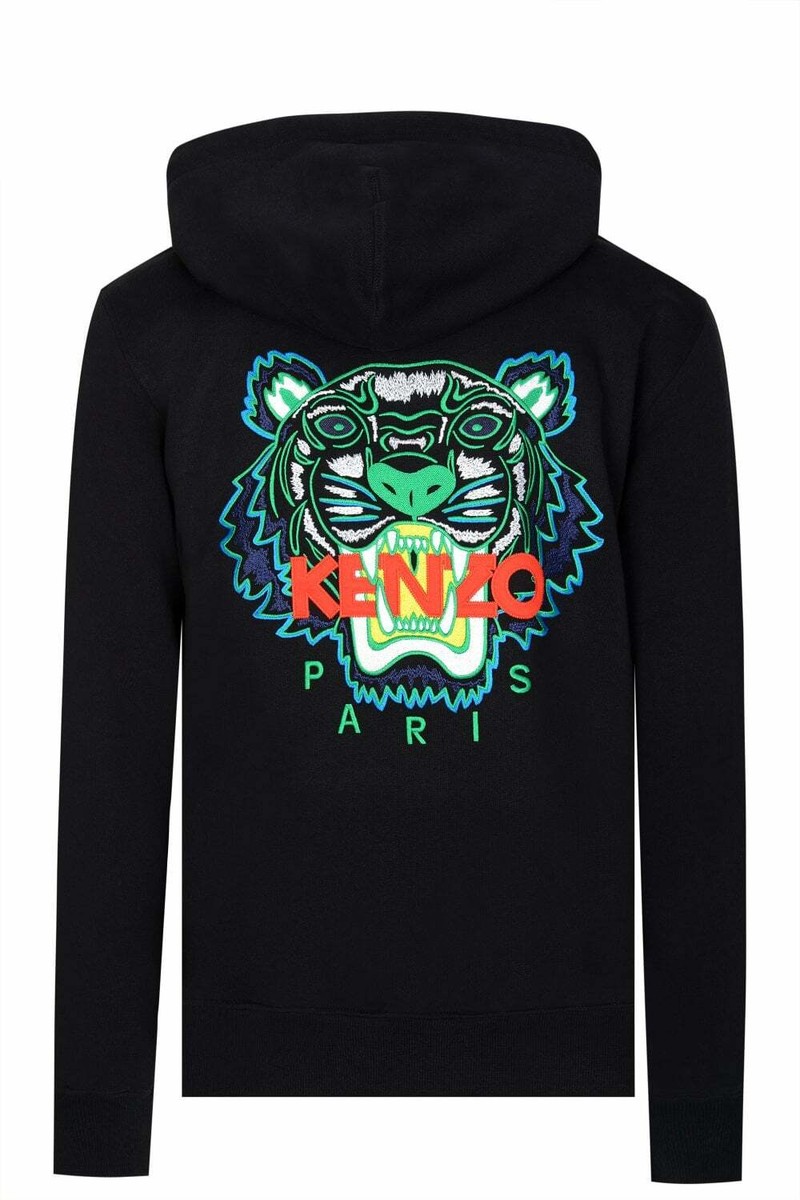 Kenzo Mens Tiger Zipped Black Sweatshirt/Hoodie | eBay