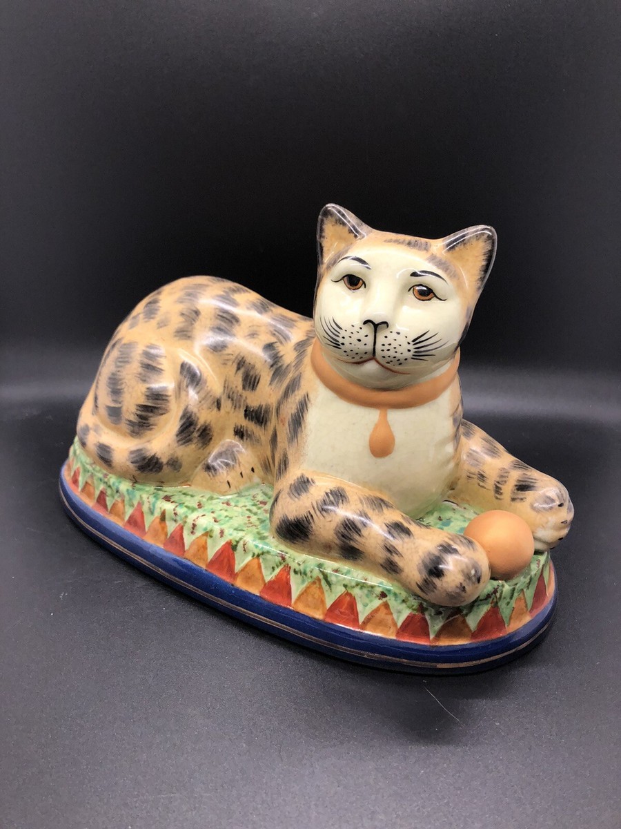 Vintage Staffordshire Pottery Ceramic Cat with Ball | eBay