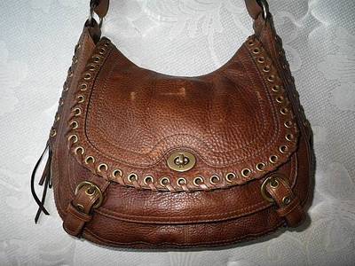 Coach Ltd Ed Studded Lace Flap Tobacco Leather LG Abbey Satchel