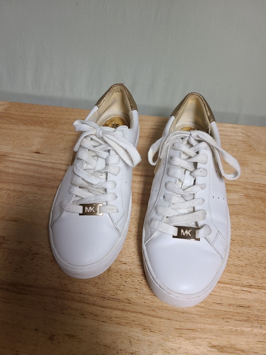 Michael Kors Womens Sneacker. Size 7. White With Gold Trim. | eBay