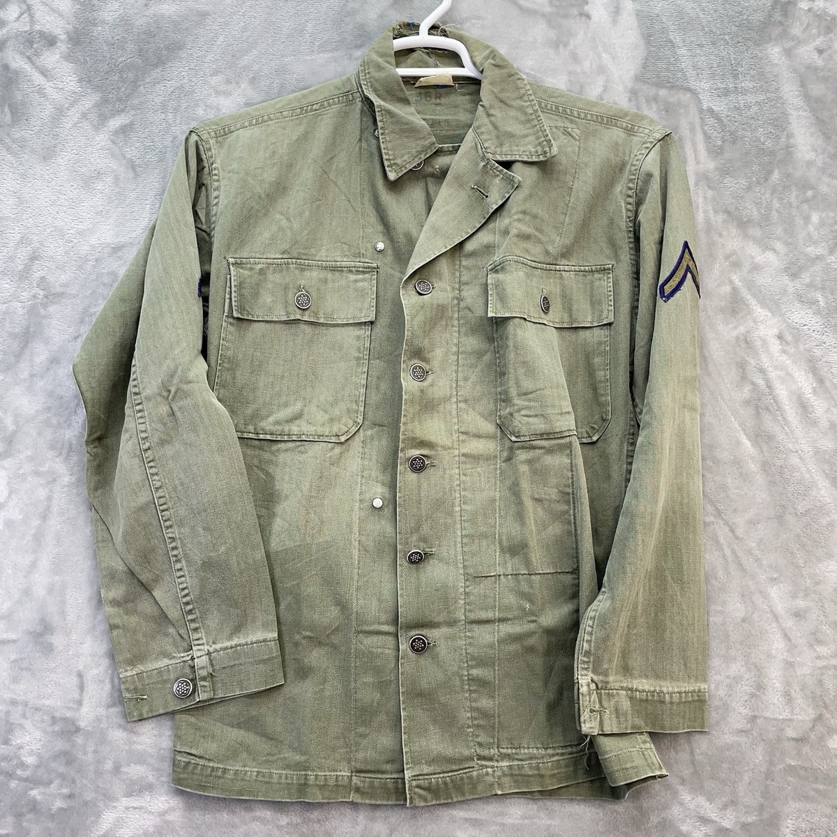 Vintage HBT Jacket WW2 1940s 13 Star Buttons US Army Shirt