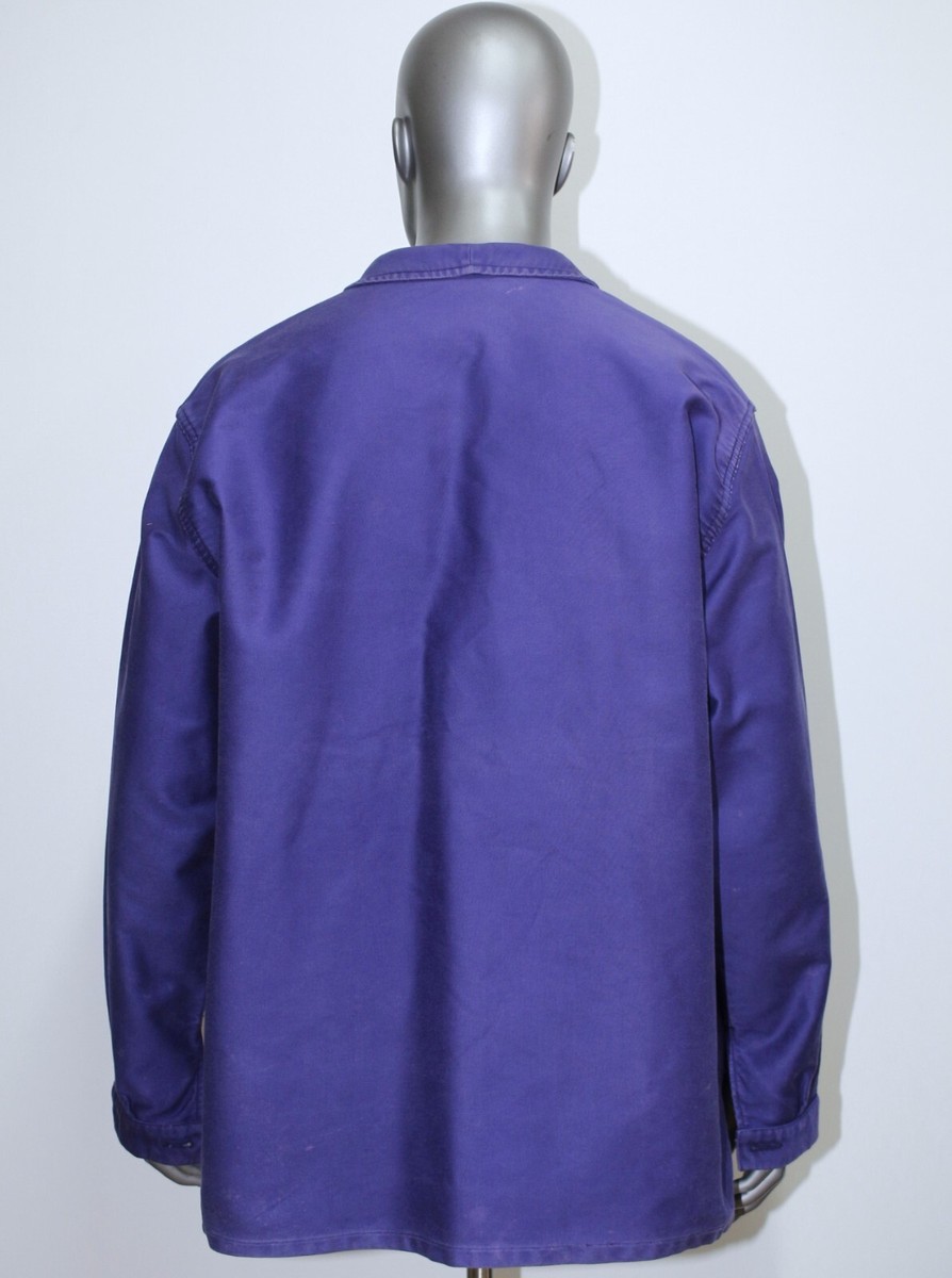 French Vintage Blue Moleskin Work Jacket ADOLPHE LAFONT Size XL