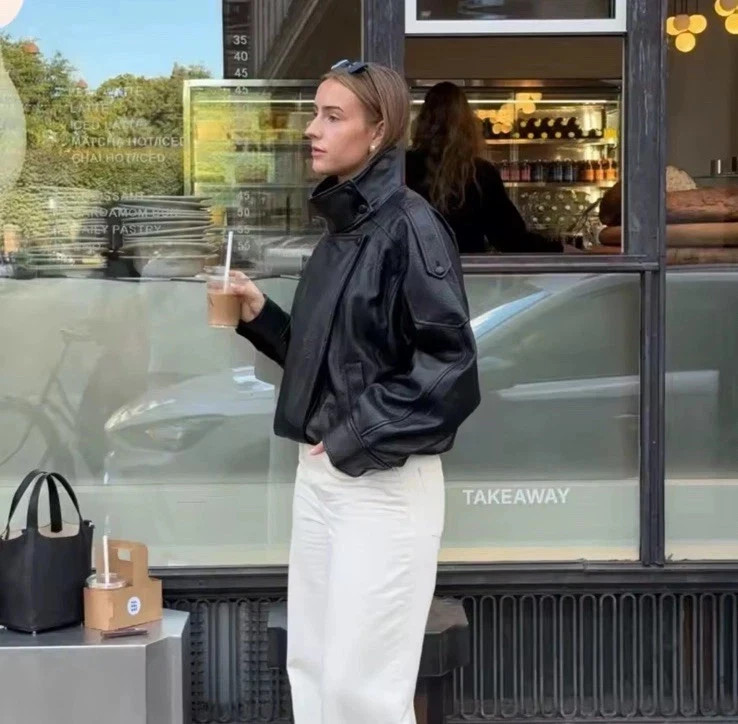 Zara AW 2025 VIRAL Black Faux Leather Jacket All Sizes Ref 4391