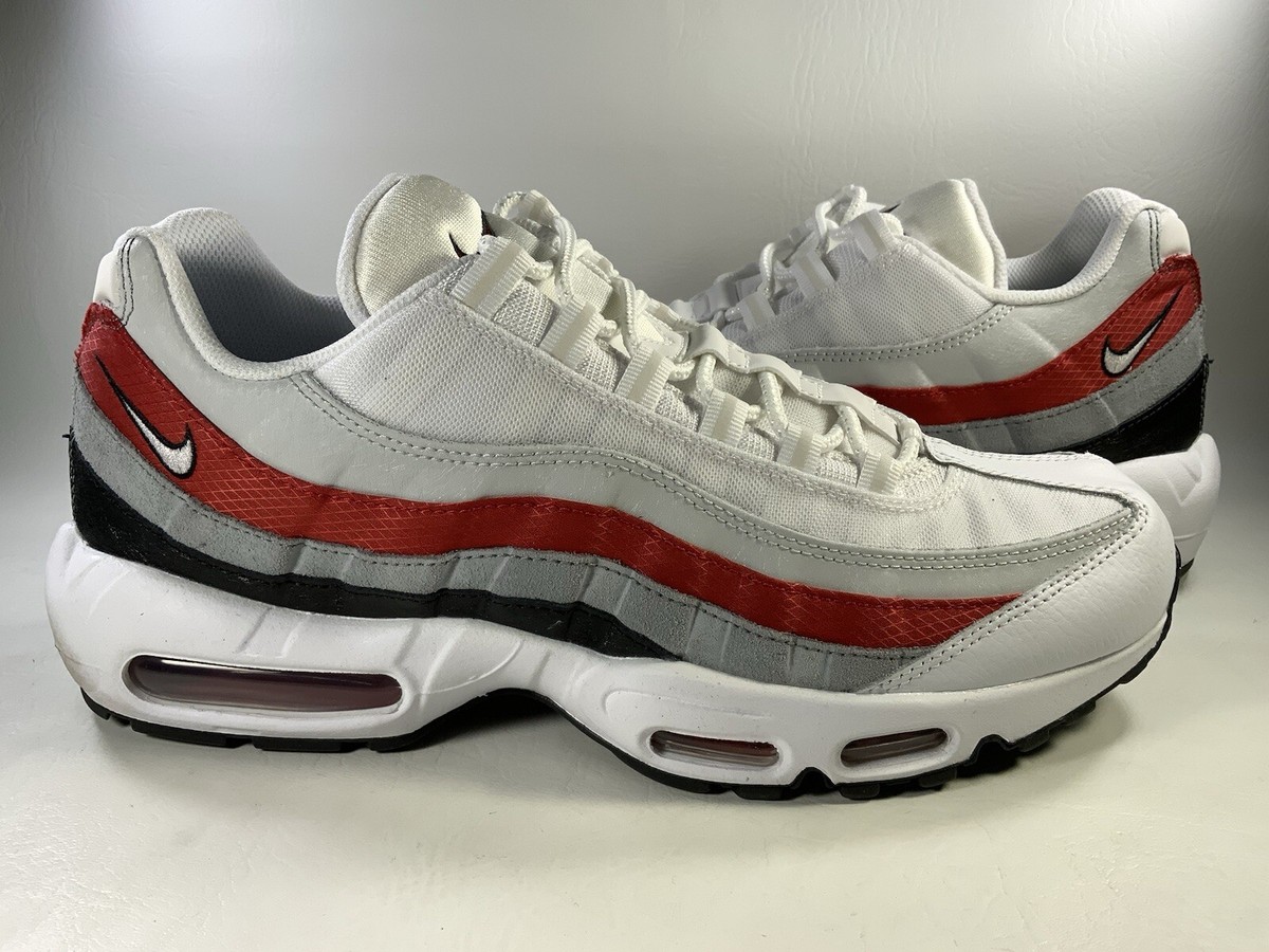 Nike Air Max 95 Essential White Varsity Red Black Gray Mens Size