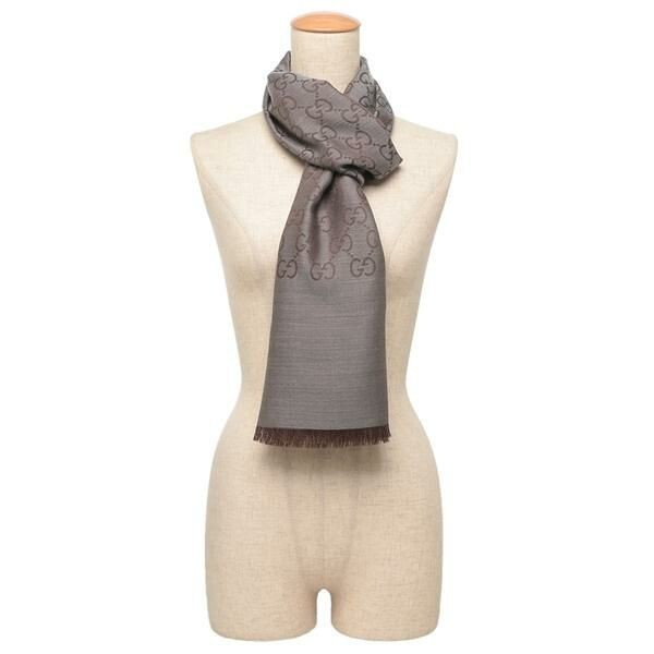 SALE] GUCCI Scarf Wool Silk GG Logo Large Size 2024 FW Fringe Dark