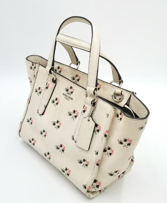 Coach Crosby Mini White Floral Print Tote/Satchel Bag w/Zipper Top