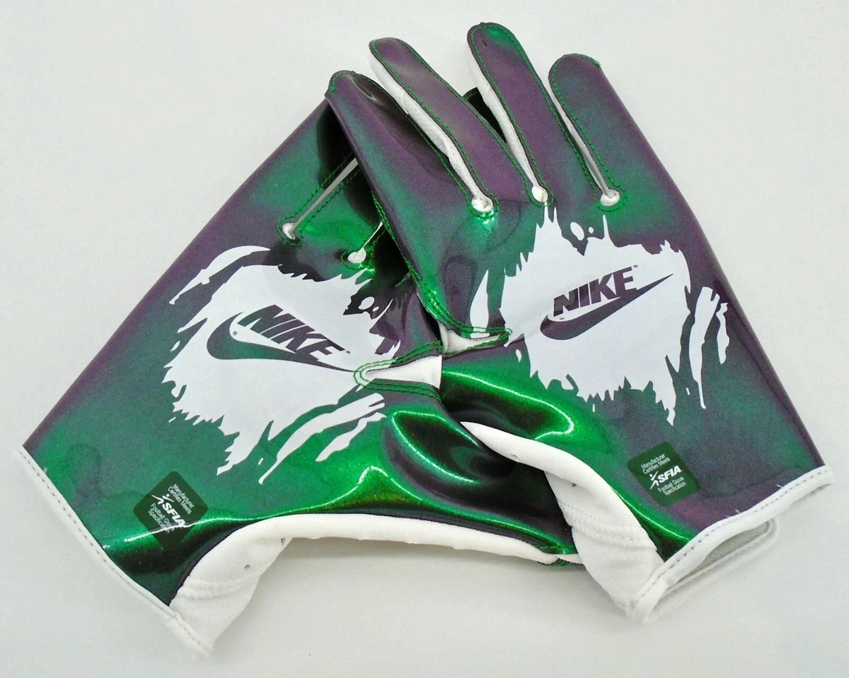 Nike Vapor Jet 8.0 Football Gloves Men's Large White/Green Noise