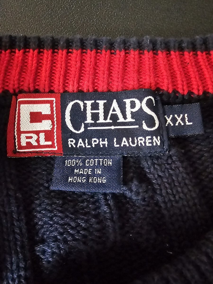 Chaps Ralph Lauren Sweater Size 2XL Men Vintage Blue Cable Knit