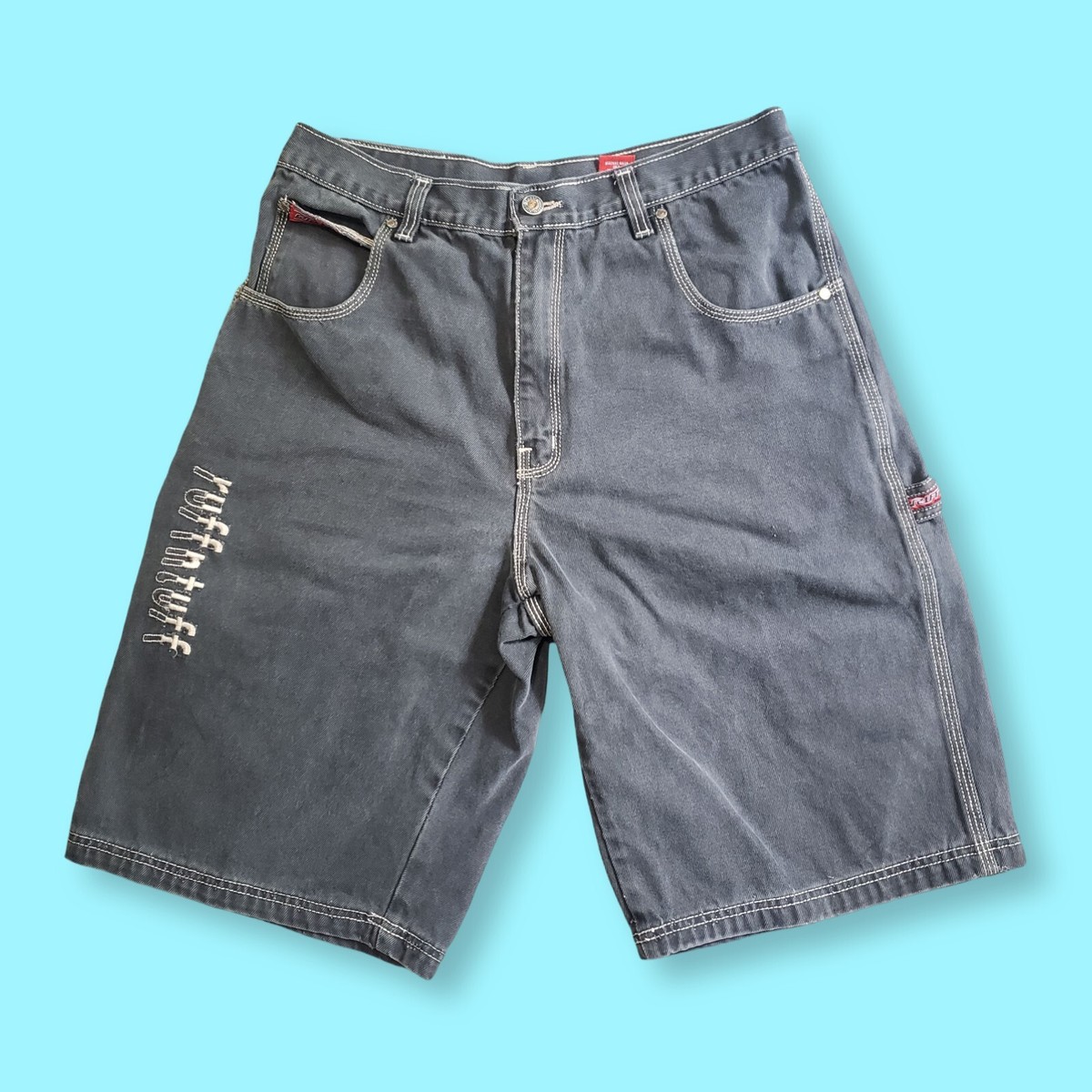 Vintage 90s Y2k Ruff N Tuff Gray Carpenter Shorts Mens 34 Denim