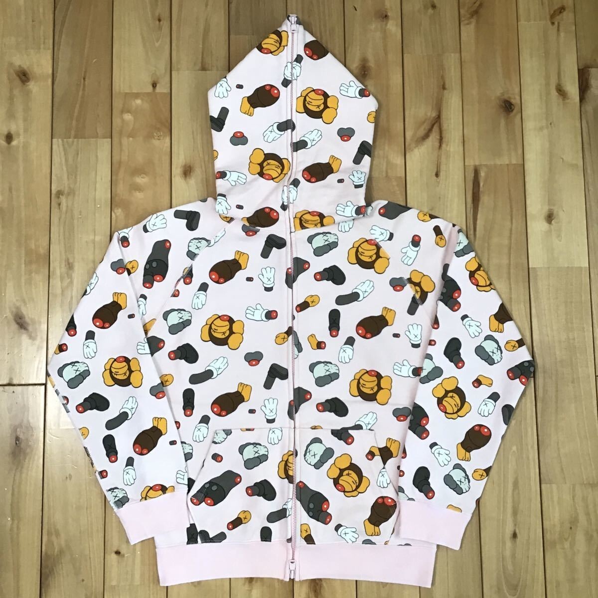 BAPE × kaws milo companion full zip hoodie pink Women's A Bathing