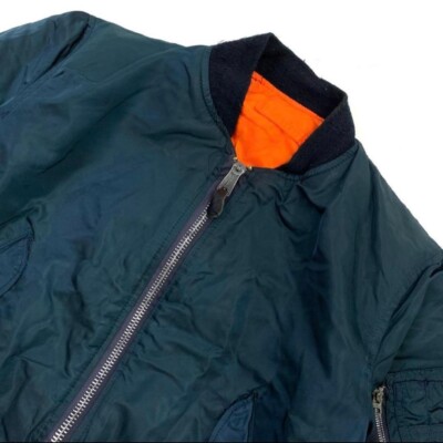 Used 80s ALPHA MA-1 Flight Jacket, Navy, USA Made, Size M, Rare