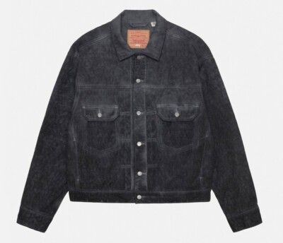 Stussy x Levi's Dyed Jacquard Trucker Jacket Black White Pink Size