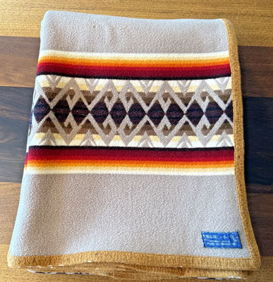 Antique Pendleton Blanket Beaver State Throw 1920s Beige Orange