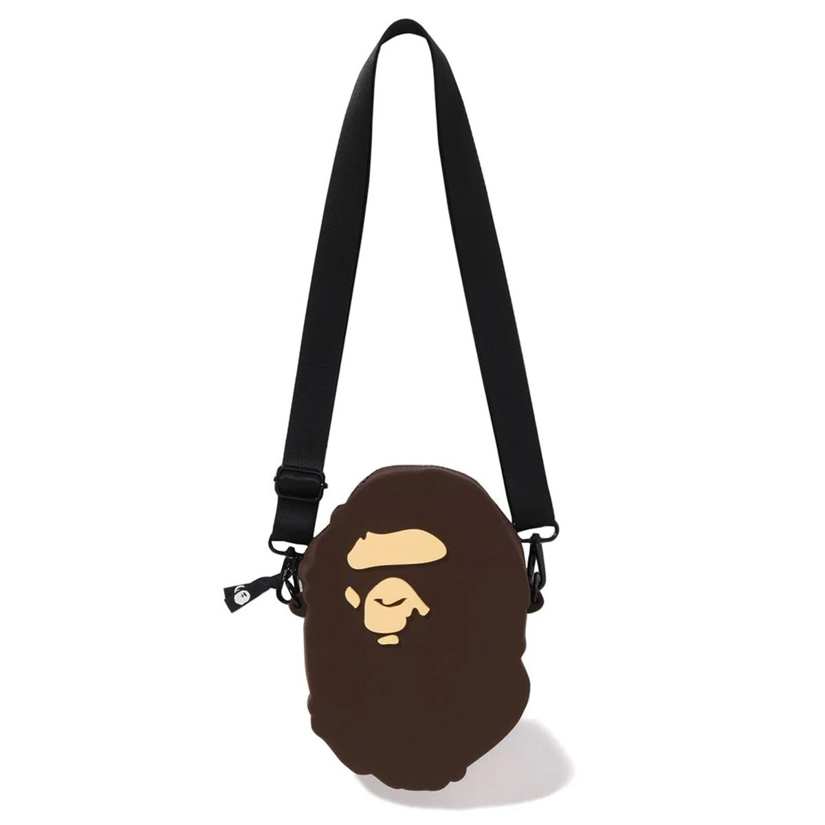 A BATHING APE MEN APE HEAD Face Shape SILICON SHOULDER BAG BROWN