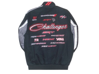Dodge Challenger Cotton Jacket Mens Collage Logo Black Twill