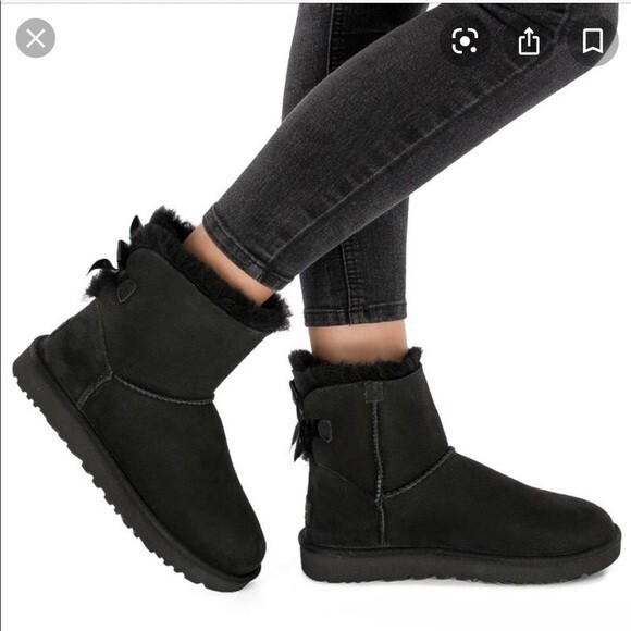 UGG | Mini Bailey Corduroy Bow Boots Black 6 NEW | eBay