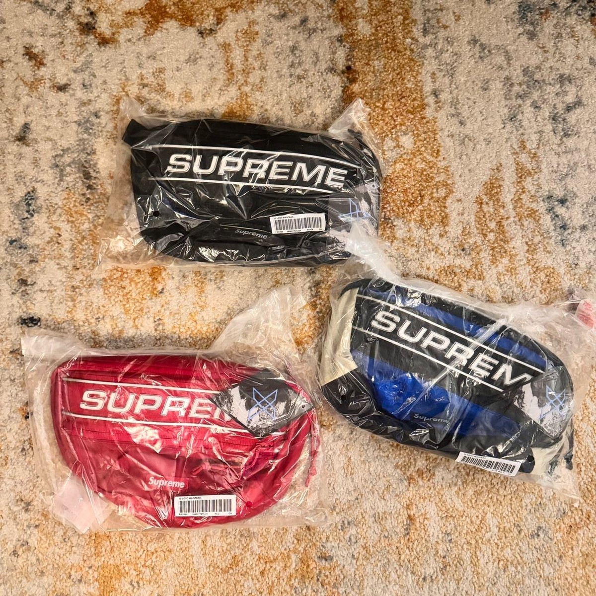 SUPREME FW23 LOGO WAIST BAG REFLECTIVE LOGO BLACK BLUE RED 3L | eBay
