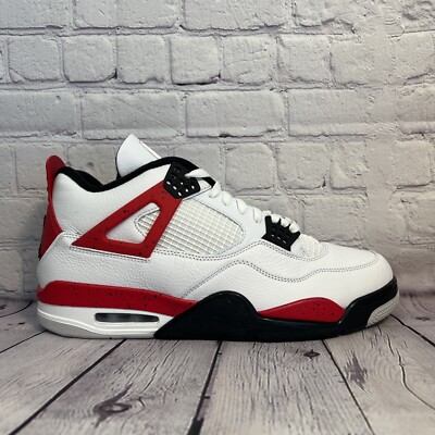 Nike Air Jordan 4 Red Cement Black White Shoes 408452-161 Youth