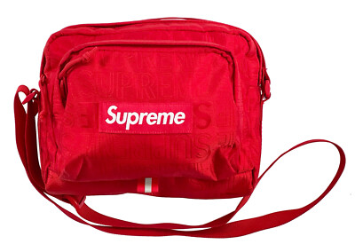 SUPREME Crossbody Bag Red Nylon Zip-Top Adjustable Strap 8.5 x 8