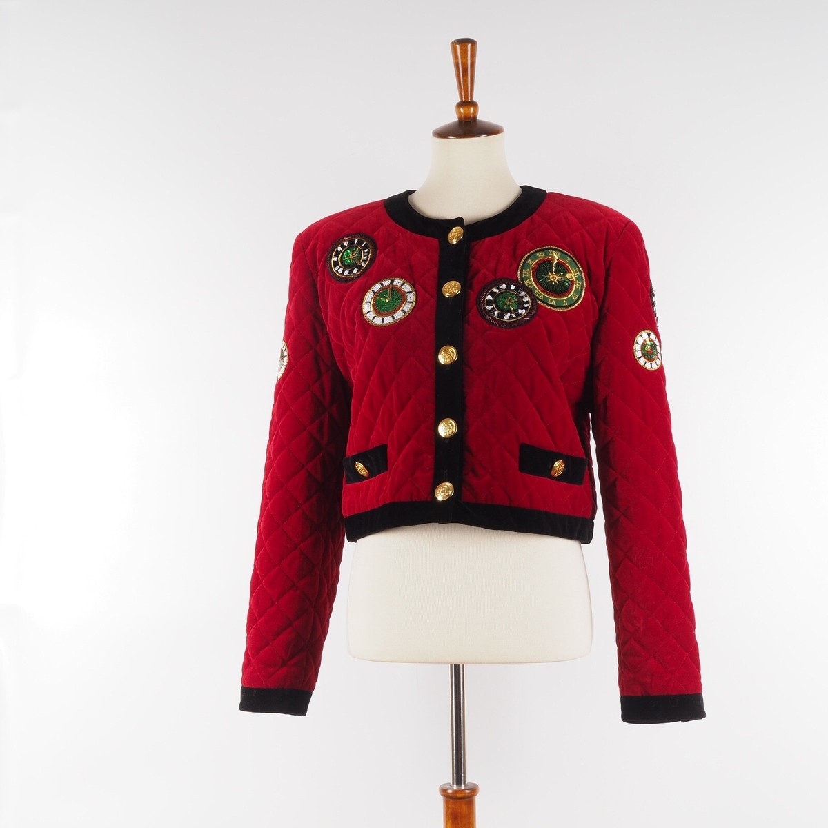 Escada by Margaretha Ley Vintage Embellished Clock Quilted Velvet