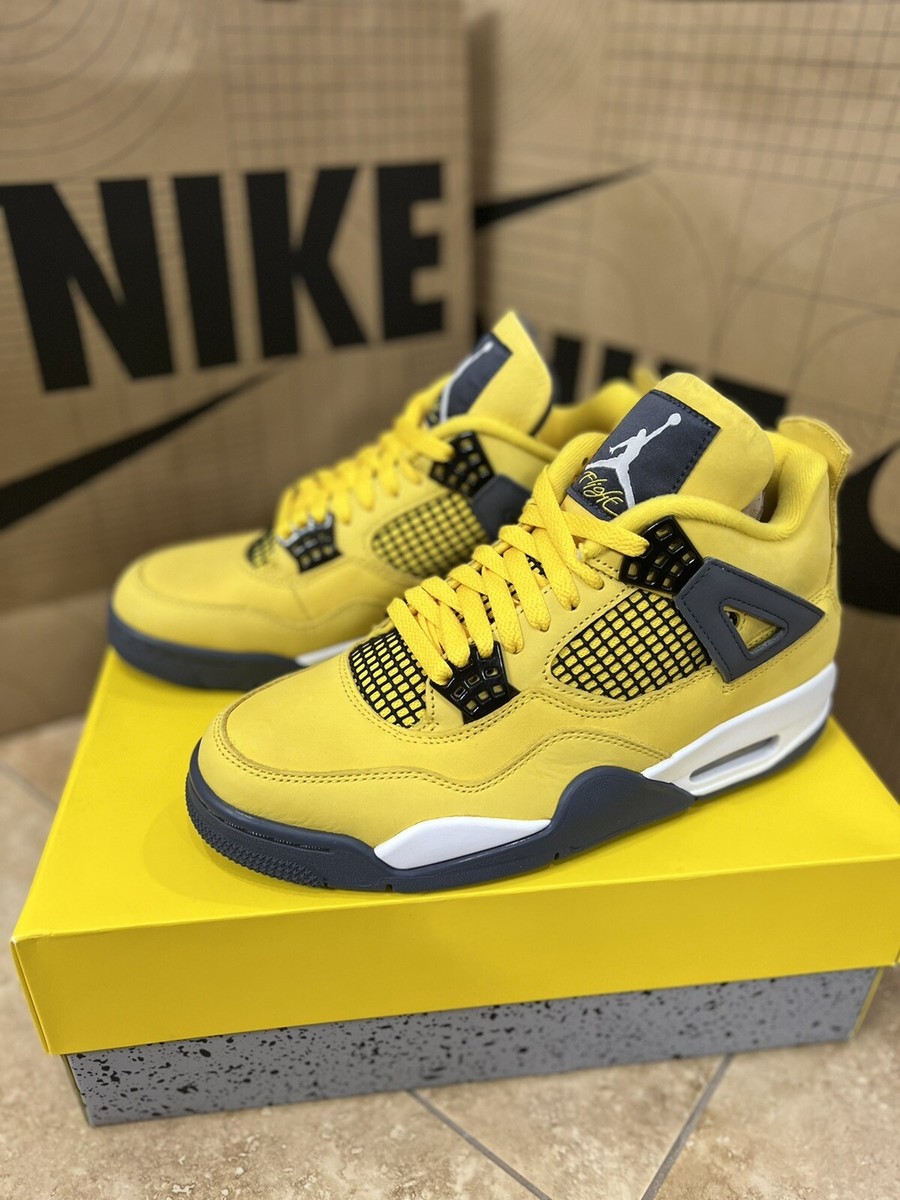 Air Jordan 4 Retro Lightning 2021 - Men Size 8 - Yellow White Grey
