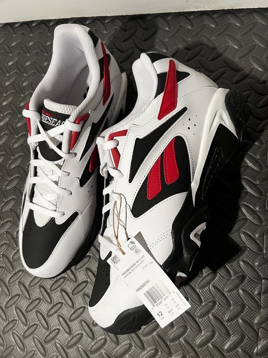 NEW Reebok Preseason 94 Low Training Shoes Size 12 White Black Red