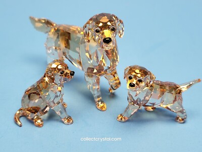Swarovski Golden Retriever Mother Dog and PUP 1142823 24 & 25 MIB