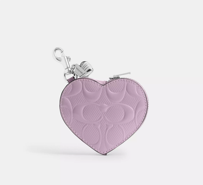 NWT COACH Heart Bag Charm With Patent Signature Leather