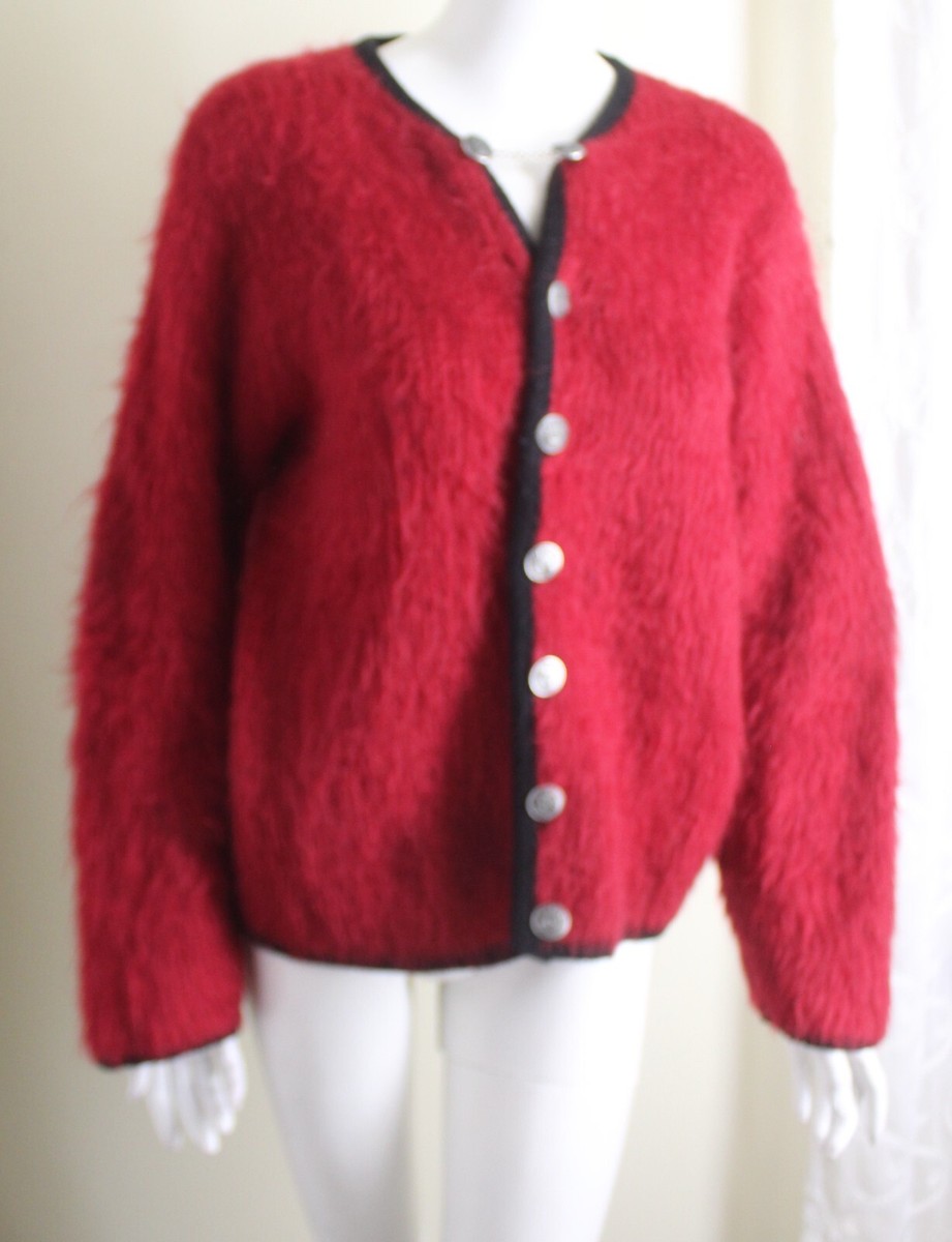 Men's vintage 60s ALPS Sz M Runs S Red Fluffy Long Hair Mohair