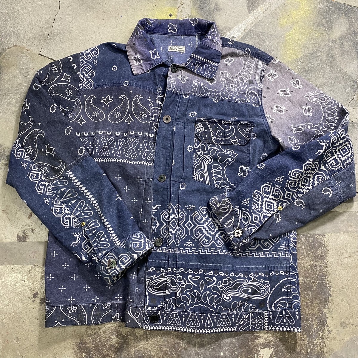 Kapital Patchwork Bandana Long Sleeve Button Up Shirt Adult Size 4