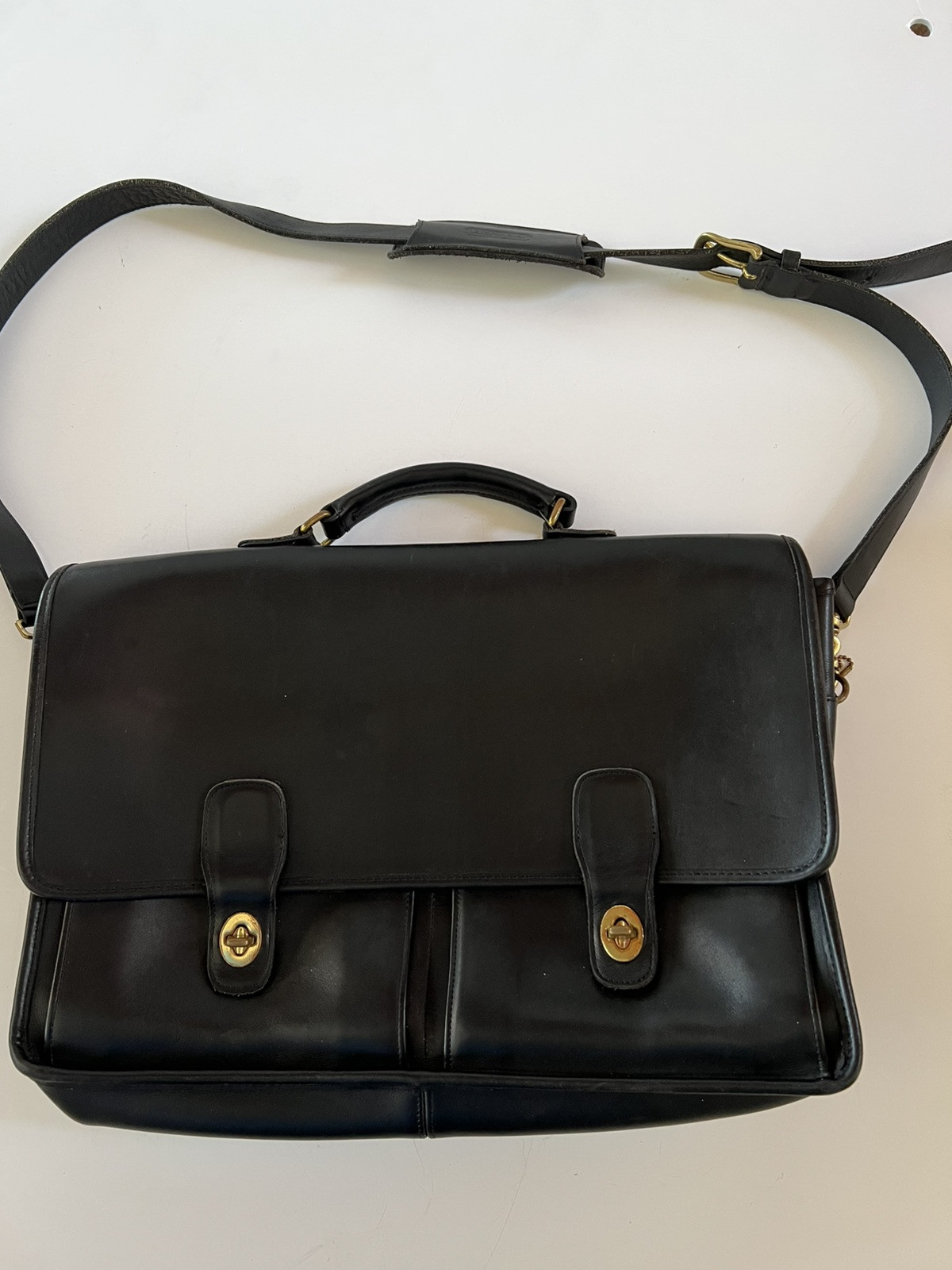 VINTAGE 80s COACH BLACK LEATHER 5275 METROPOLITAN MESSENGER BRIEF