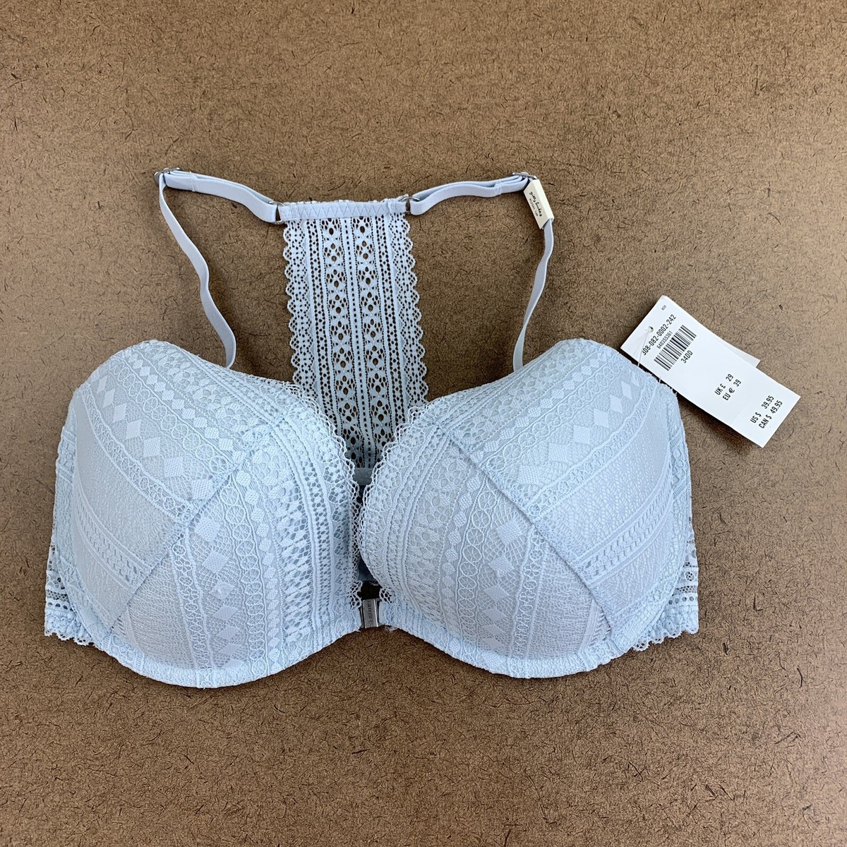 Gilly Hicks Hollister Women's Size 34DD Pale Blue T Back Push Up