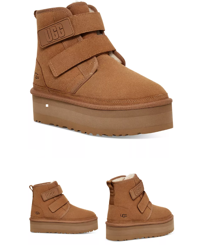 UGG Neumel Platform Chestnut Suede Strap Boot/Booties Women's US