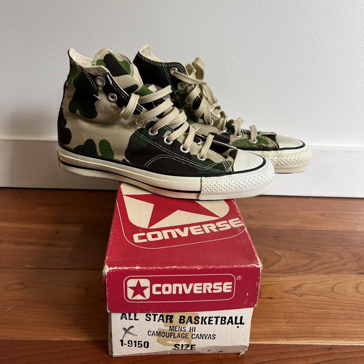 VTG 80s Converse all star Hi Top camouflage deadstock W/ Box Rare