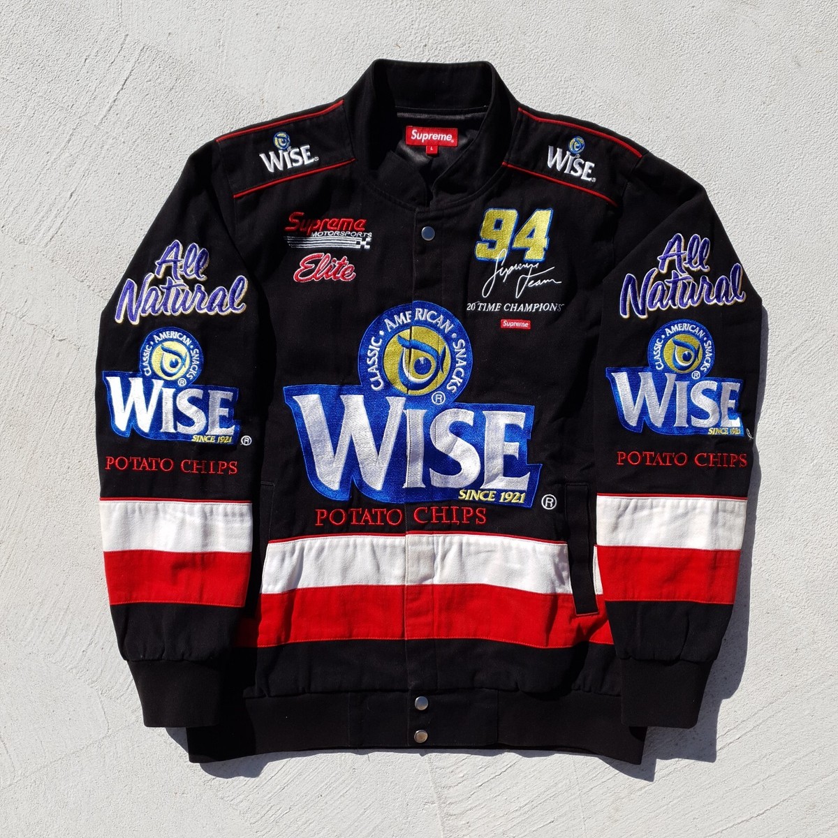 Supreme Wise Racing Jacket FW13 Large Nascar Foods Chips